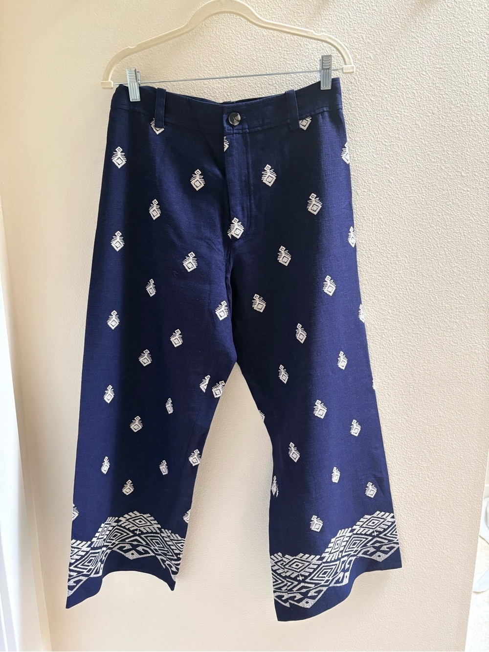 Zara Navy Wide Leg Linen
Pants M Embroidered Ikat Batik
Boho Indie Retro
